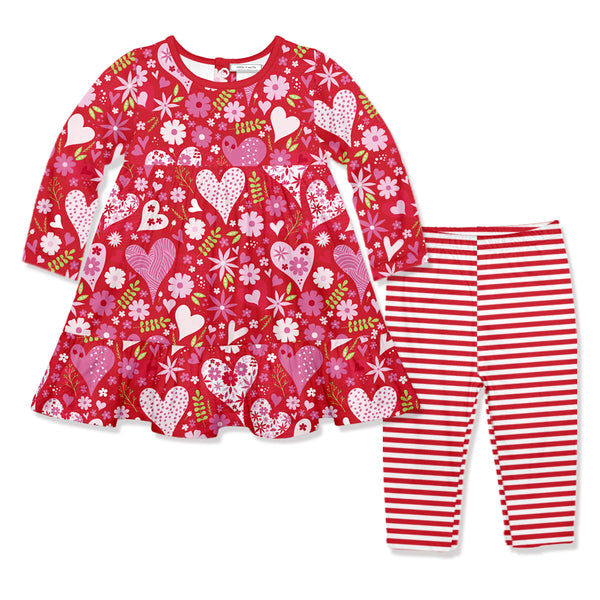 Red Heart Babydoll Dress & Leggings