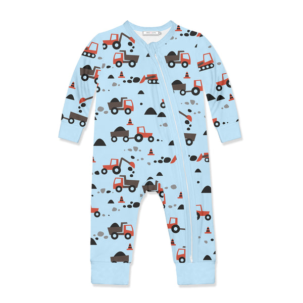 Ice Blue Trucks&Gravel Zip-Up Playsuit