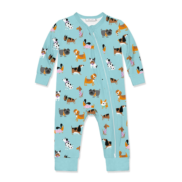 Nile Blue Doggies Zip-Up Playsuit