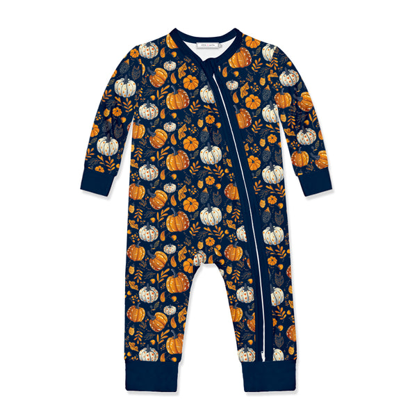 Dark Navy Pumpkins Zip-Up Playsuit