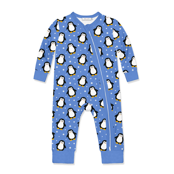 Blue Penguins Zip-Up Playsuit