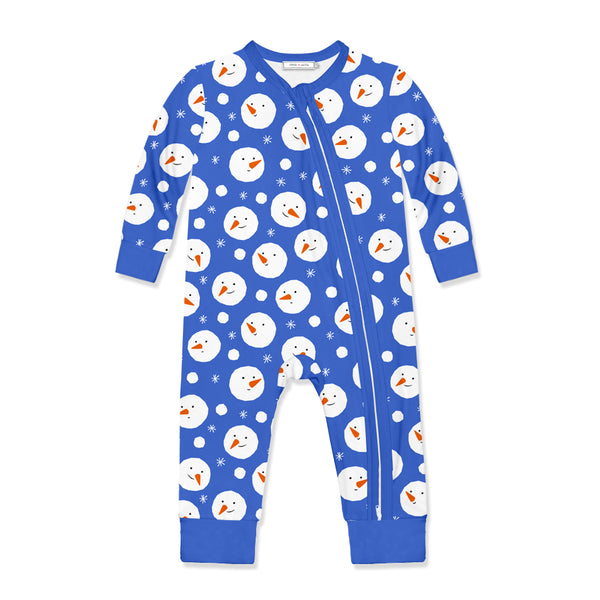 Blue Snowman Dots Zip-Up Playsuit