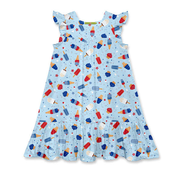 Ice Blue Ice Cream Square-Neck Dress