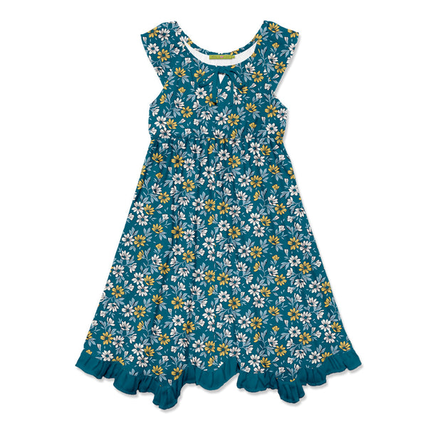 Teal Susie Floral Handkerchief Dress