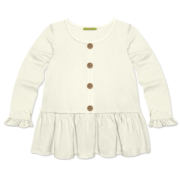 Cream Ruffle Button-Front Tunic