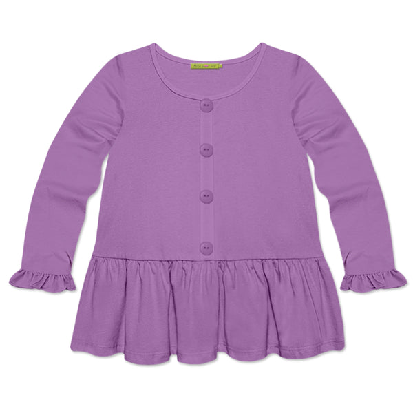 Purple Ruffle Button-Front Tunic