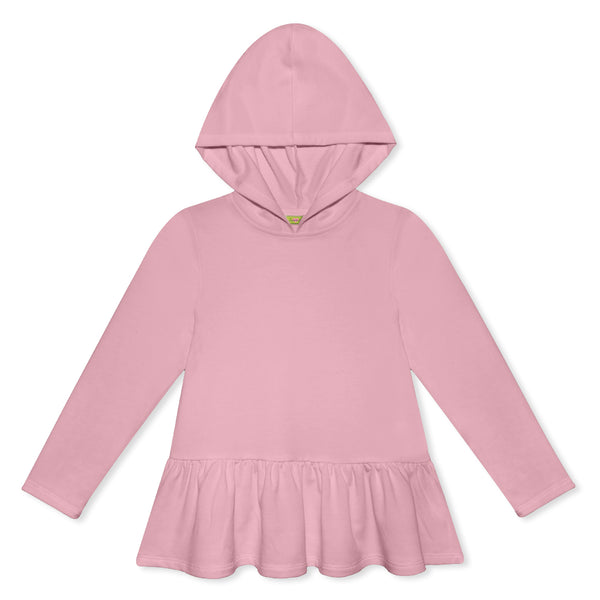 Dusty Pink Ruffle-Hem Hoodie