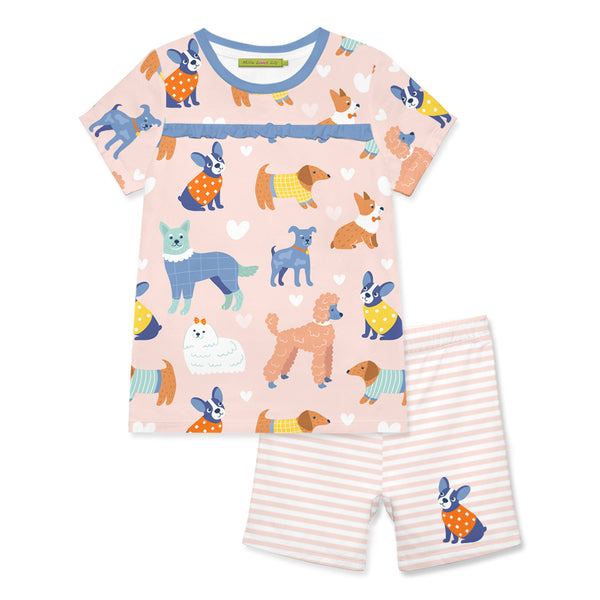 Pink Dog Park Short-Sleeve Pajama Set