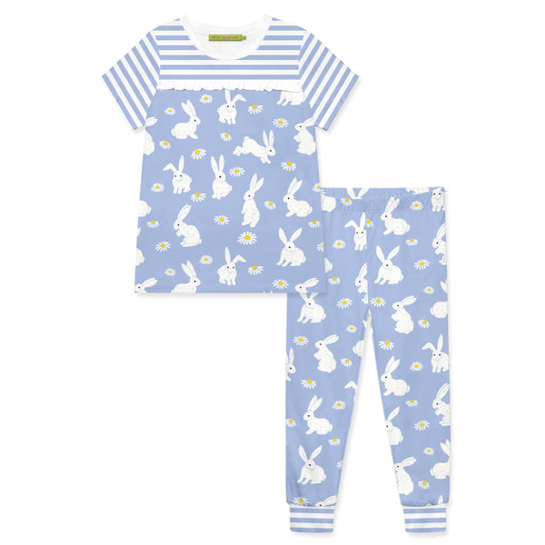 Periwinkle Bunny Daisy Short-Sleeve Pajama Set