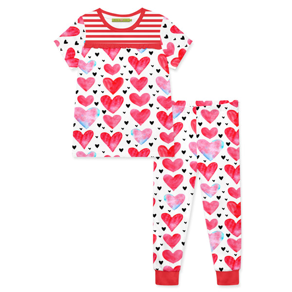 Red Heart Short-Sleeve Pajama Set