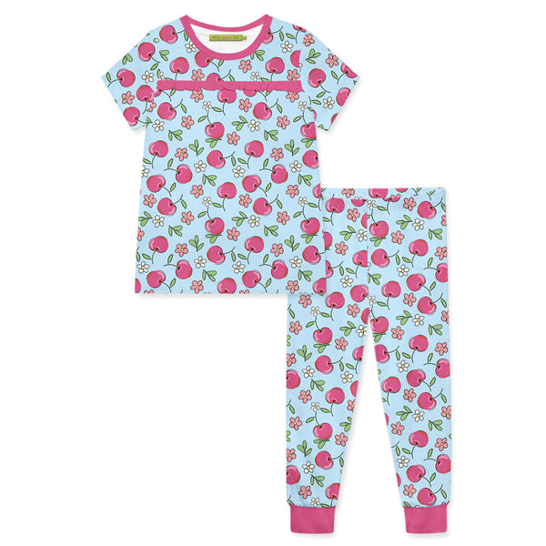 Ice Blue Cherries Short-Sleeve Pajama Set