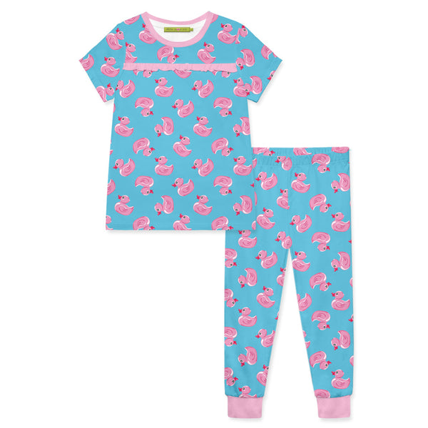 Turquoise Duckies Short-Sleeve Pajama Set