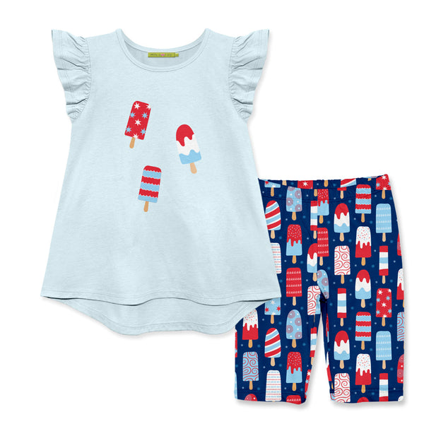 Ice Blue Hi-Low Top & Popsicles Bike Shorts