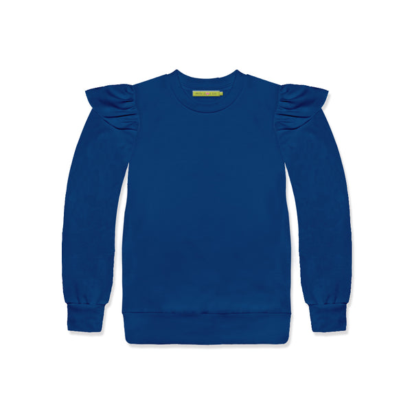 Cobalt Ruffle-Trim Sweatshirt