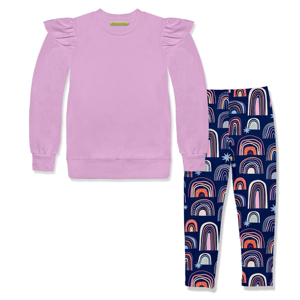 Lilac Ruffle-Trim Sweatshirt & Spring Leggings
