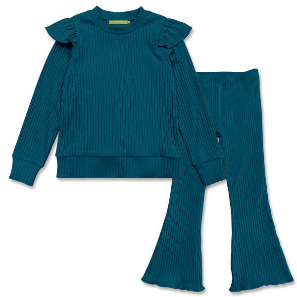 Millie Loves Lily Girls' Midnight Ribbed Top & Flared Legging Set