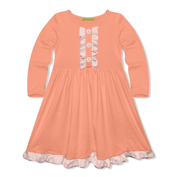 Coral Button Accent Dress