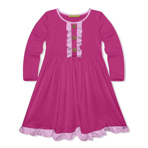 Rose Violet Button Accent Dress