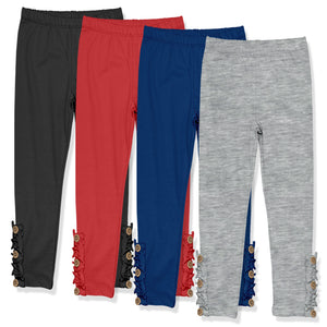 Millie Loves Lily Girls Solid Ruffle Legging Set with Button Accent