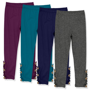 Millie Loves Lily Girls Solid Ruffle Legging Set with Button Accent