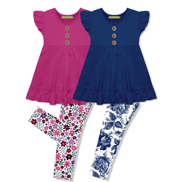 Navy & Rose Violet Aubrey Floral Leggings Set