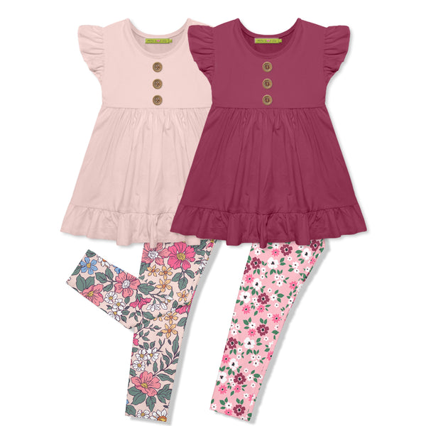 Millie Loves Lily Girls Pink & Rose Tops and Leggings Set, 4-PCS