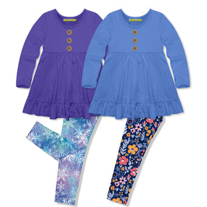 Millie Loves Lily Blue Iris & Blue Long Sleeve Tops & Leggings Set