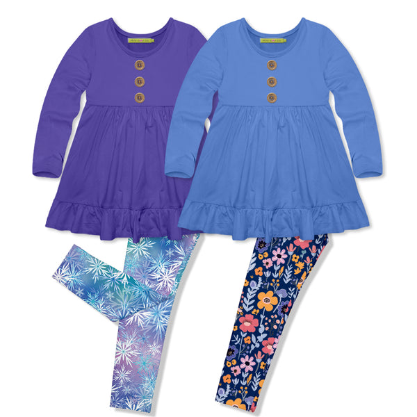 Millie Loves Lily Blue Iris & Blue Long Sleeve Tops & Leggings Set