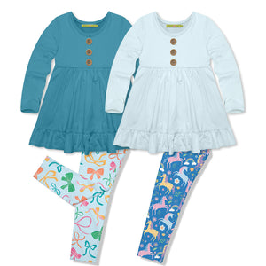Millie Loves Lily Girls Turquoise & Ice Blue Long Sleeve Tops