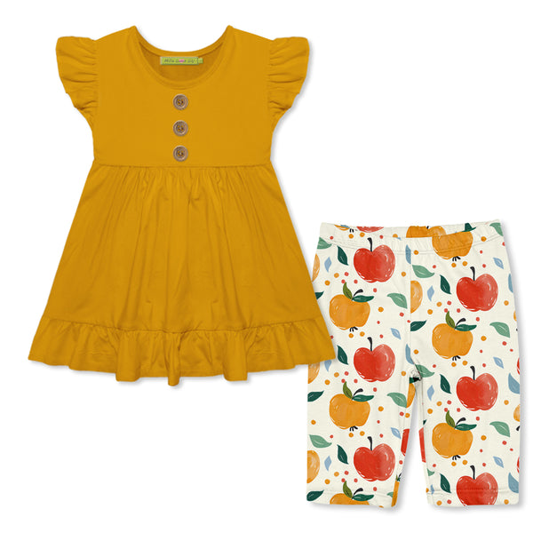 Marigold Babydoll Top & Candy Apple Bike Shorts
