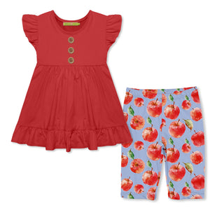 Red Babydoll Top & Apple Fest Bike Shorts
