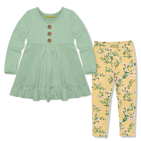 Sage Long-Sleeve Babydoll Top & Penny Floral Leggings