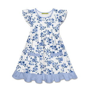 Millie Loves Lily Girls Periwinkle Floral 2-Pocket Dress