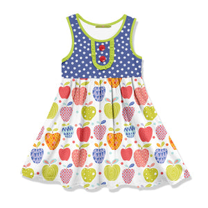 White Apples Button-Front A-Line Dress