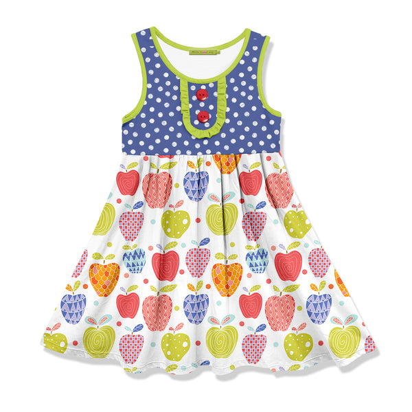 White Apples Button-Front A-Line Dress