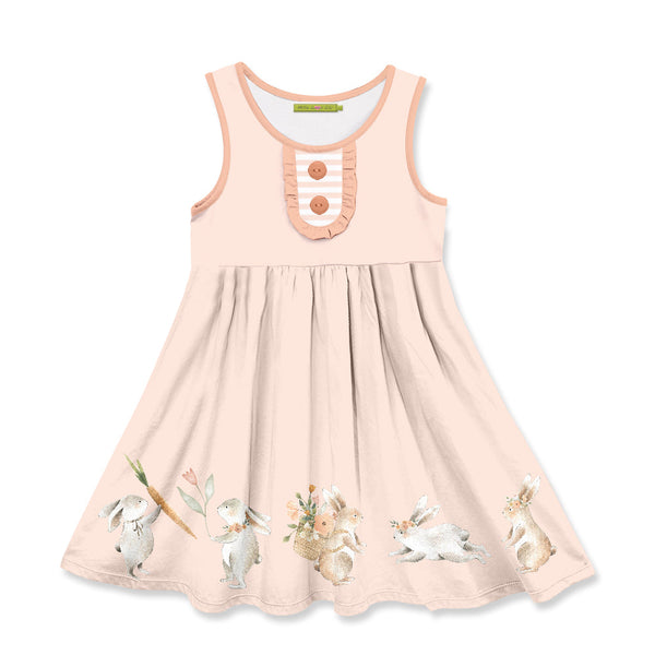 Light Pink Bunny Button-Accent Dress