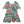 Slate Green Snowflake Floral Puff-Sleeve Babydoll Dress