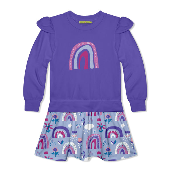 Blue Iris & Periwinkle Spring Rainbow Sweatshirt Dress