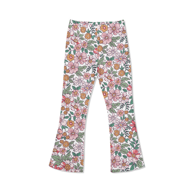 White Meadow Flower Flare Leggings