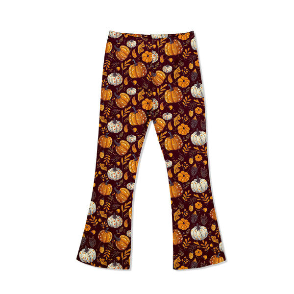 Brown Pumpkin Party Flare Leggings