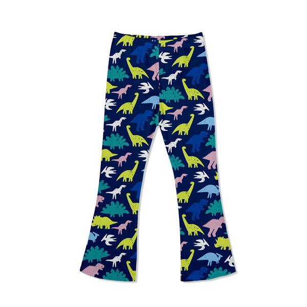 Navy Dino Block Flare Leggings