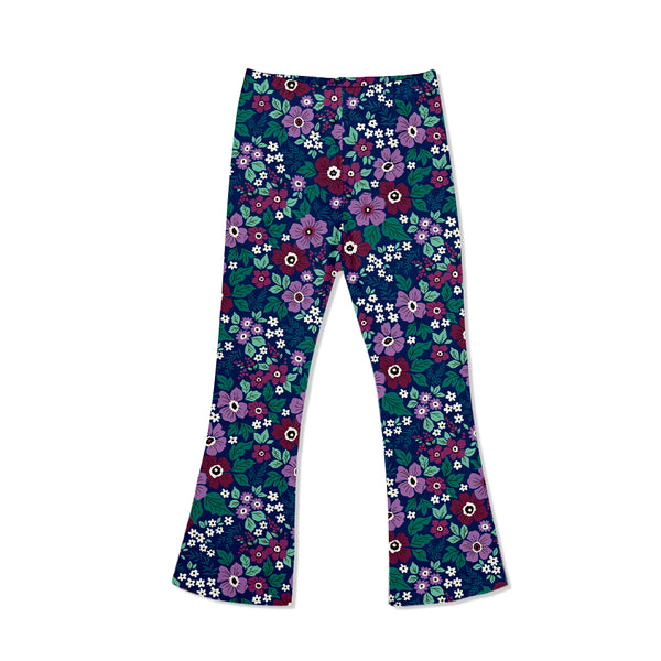 Teal Meadow Flower Flare Leggings