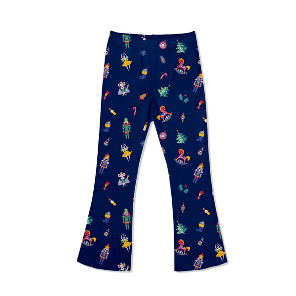 Navy Christmas Nutcracker Flare Leggings