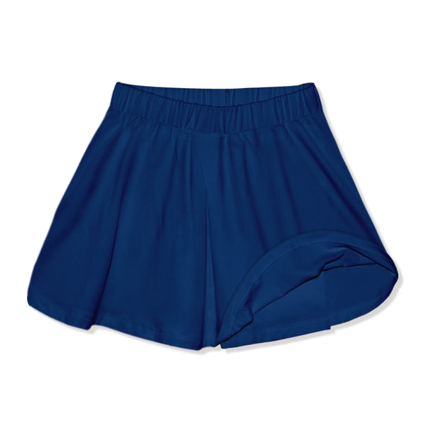 Navy Elastic-Waist Skort