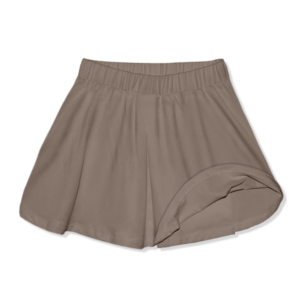 Khaki Elastic-Waist Skort