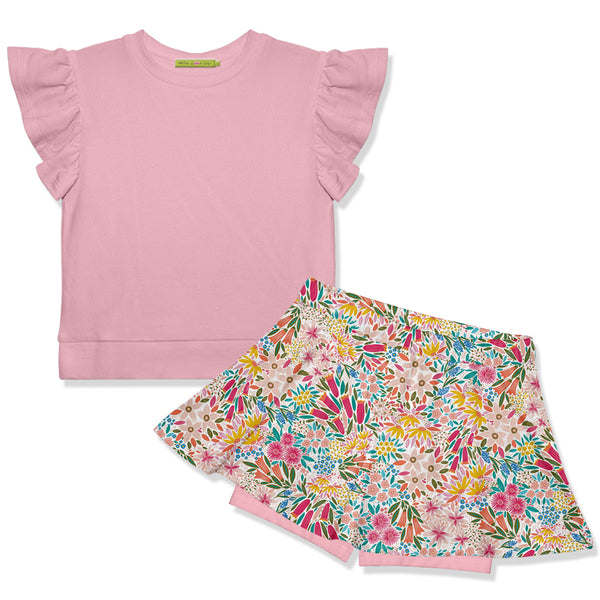 Dusty Pink Fr Terry Top & Christie Flower Skort