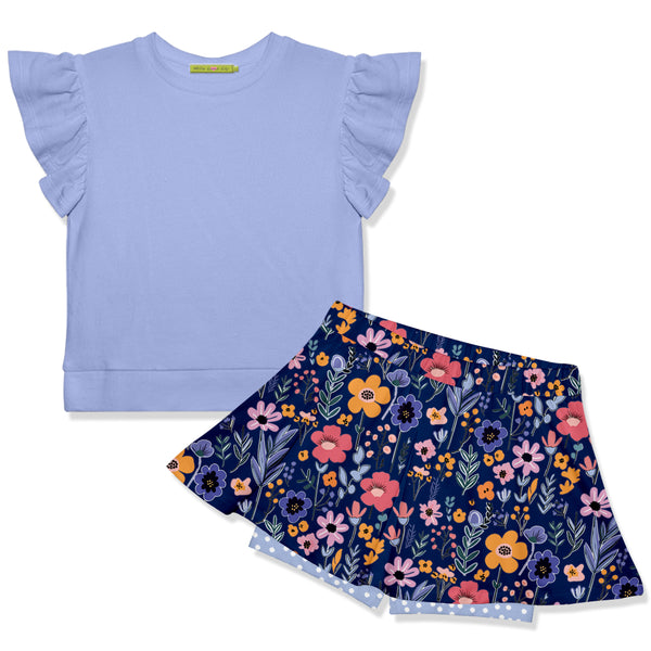 Periwinkle Fr Terry Top & Floral Skort