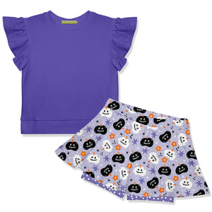Blue Iris Fr Terry Top & Pumpkin Popstars Skort