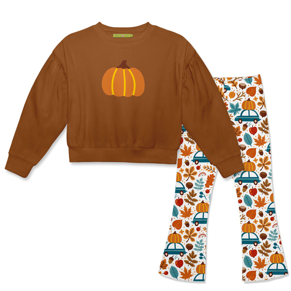 Caramel Cafe Crewneck Sweatshirt & Pumpkins&Trucks Flare Leggings