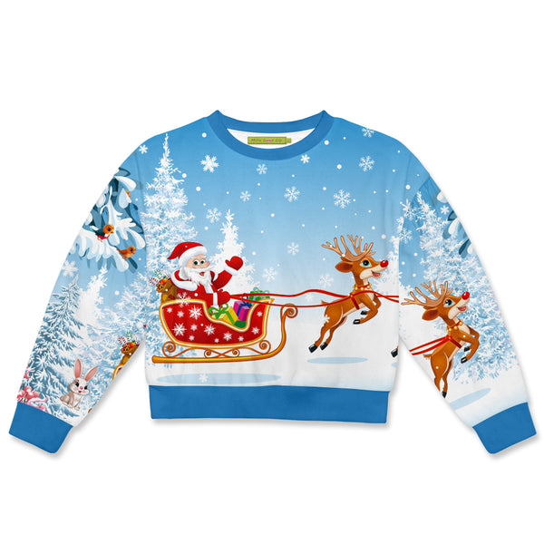 Blue Scenic Santa Ice Velour Sweater